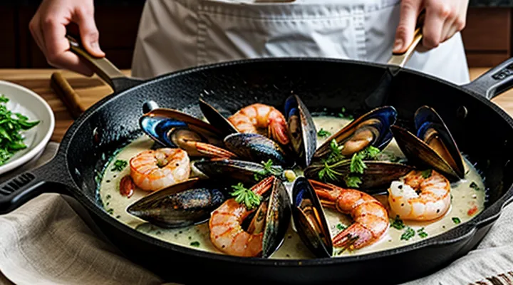Как приготовить замороженный морской коктейль на сковороде?