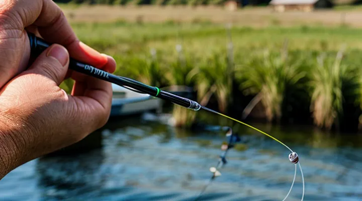 Как привязать крючок к леске на удочке?